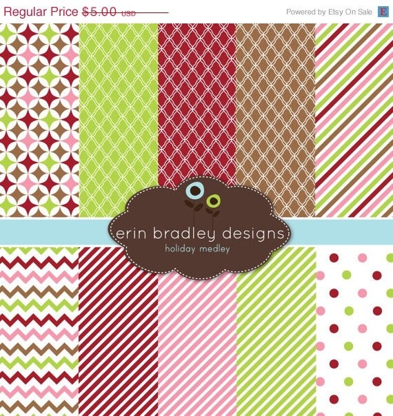 50% OFF SALE Christmas Digital Papers Personal and Commercial Use Colorful Holiday Medley Il_570xn