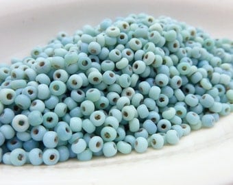 Vintage Venetian Seed Bead Matte Turquoise Seed Beads Size 11