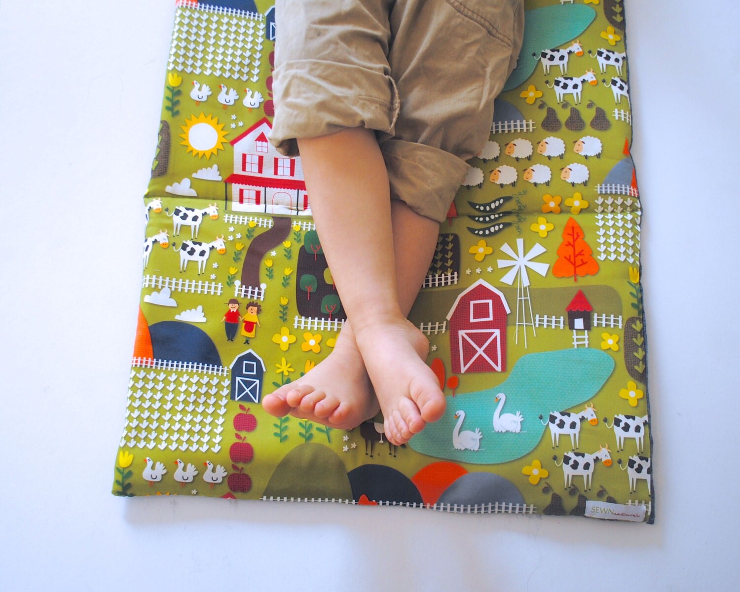 Organic Toddler Nap Mat Farm Animals Preschool Napmat