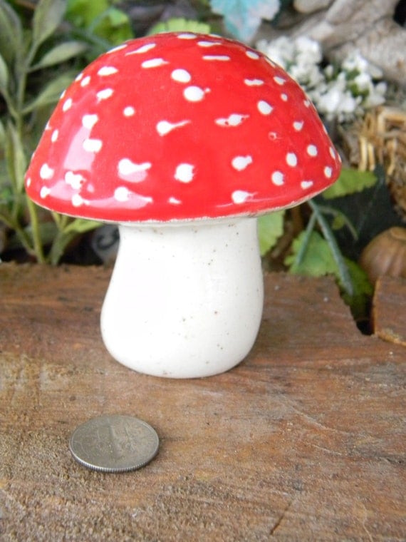 Fairy Garden Mushroom Ceramic Hot Pink by EnchantdMushroomLand