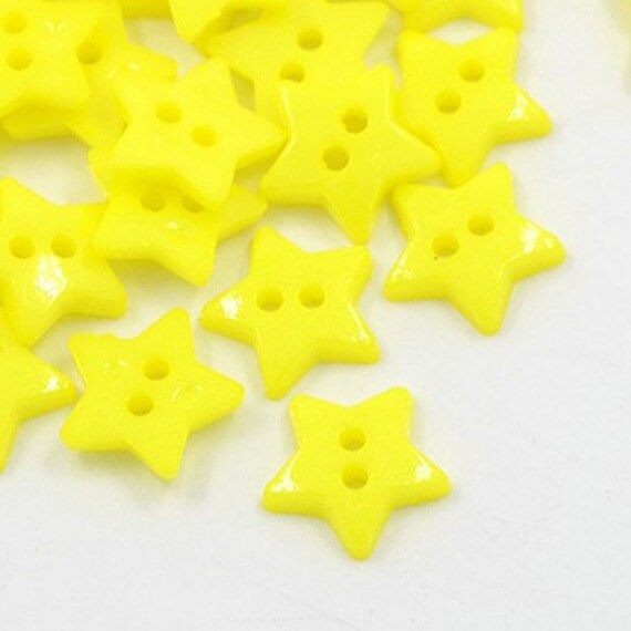 Yellow Star Buttons 12mm Set of 50 2 hole BUTTON104