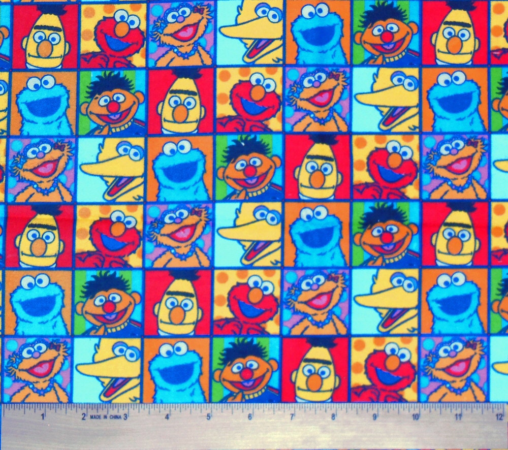 Sesame Street Flannel Fabric By The Yard Elmo By Whatcamefirst