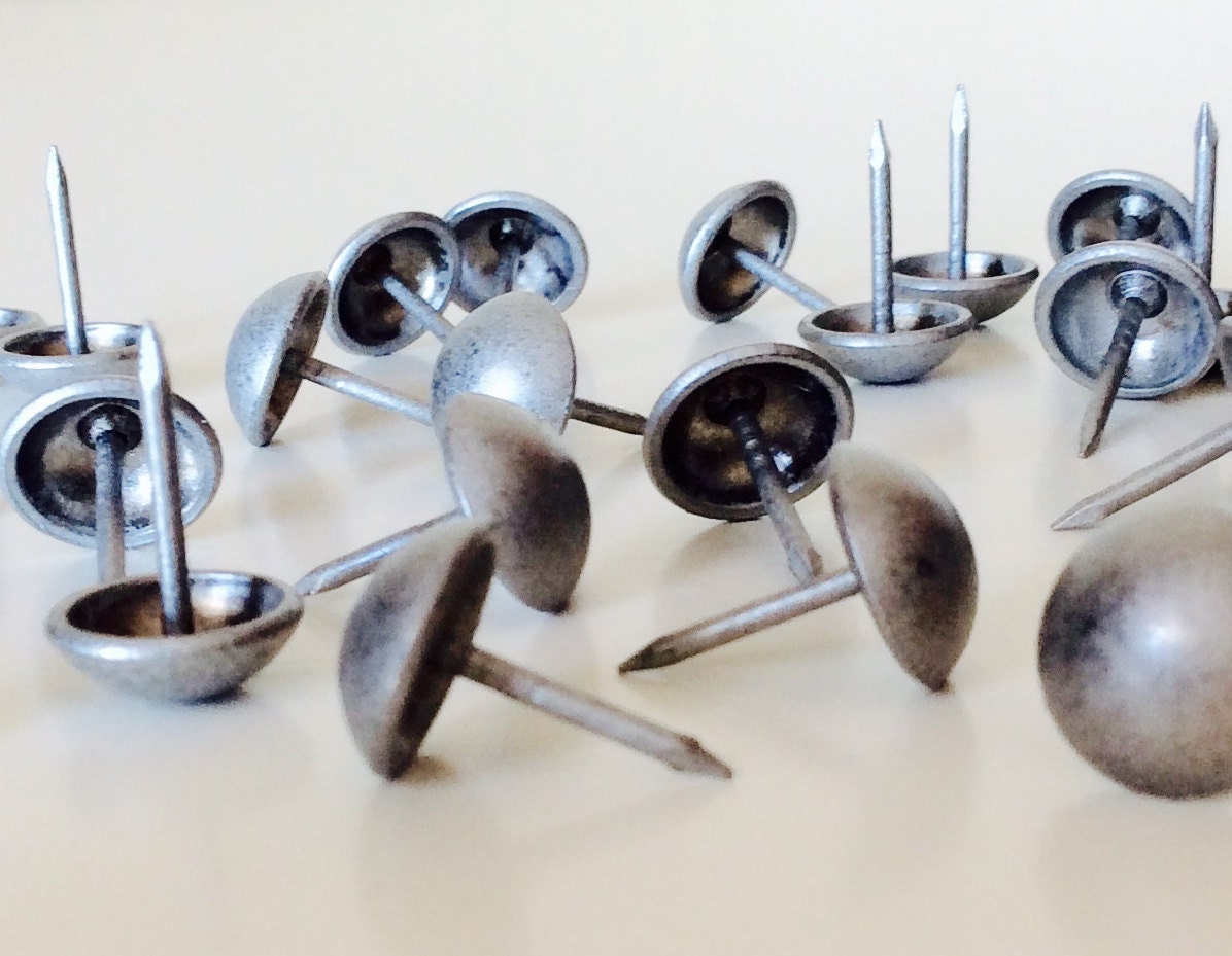 Matte Silver Upholstery Nails / Gray Tacks Studs / Round Dome