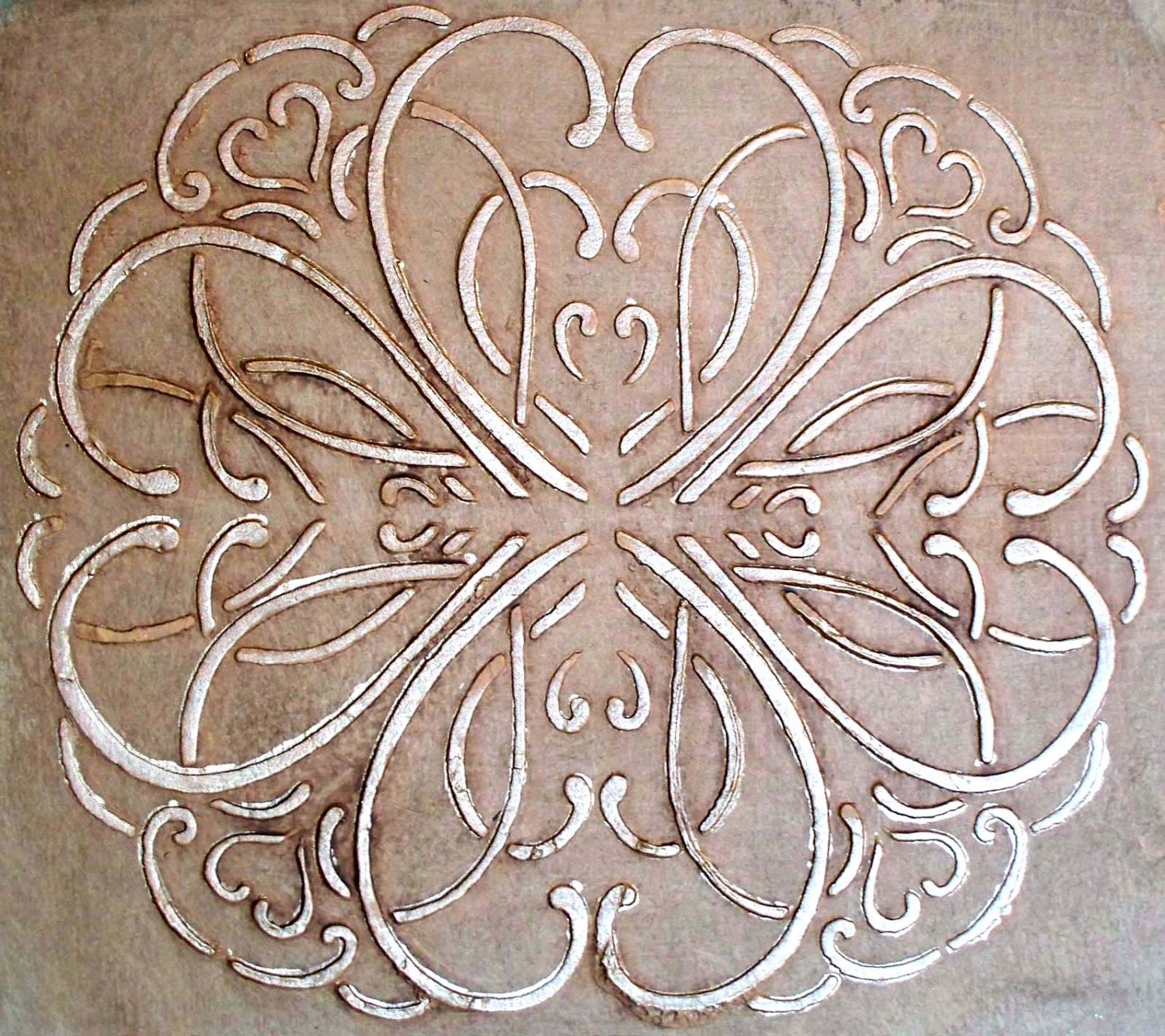 Raised Plaster Stencil Have A Heart Medallion Wall Stencil