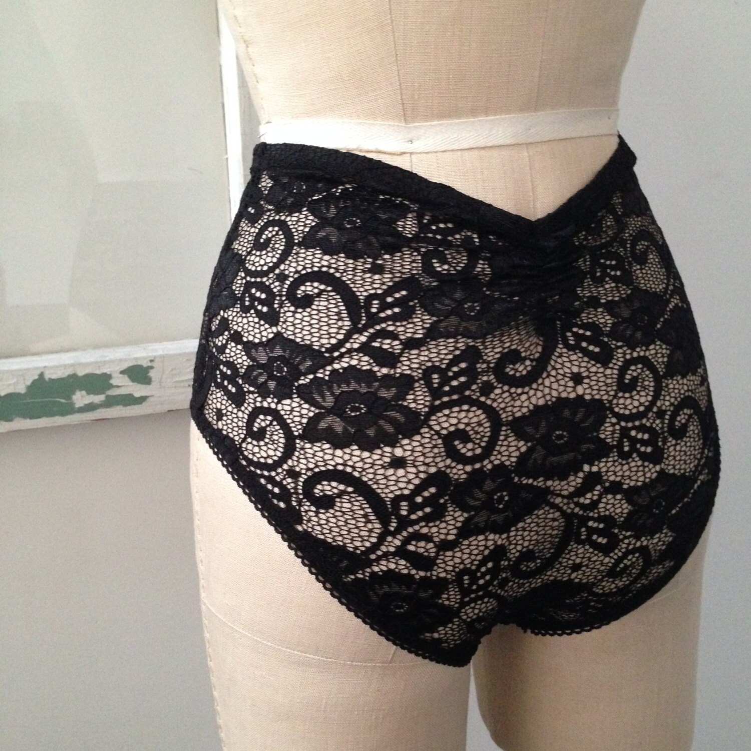 Plain Jane Black Lace High Waisted Panties