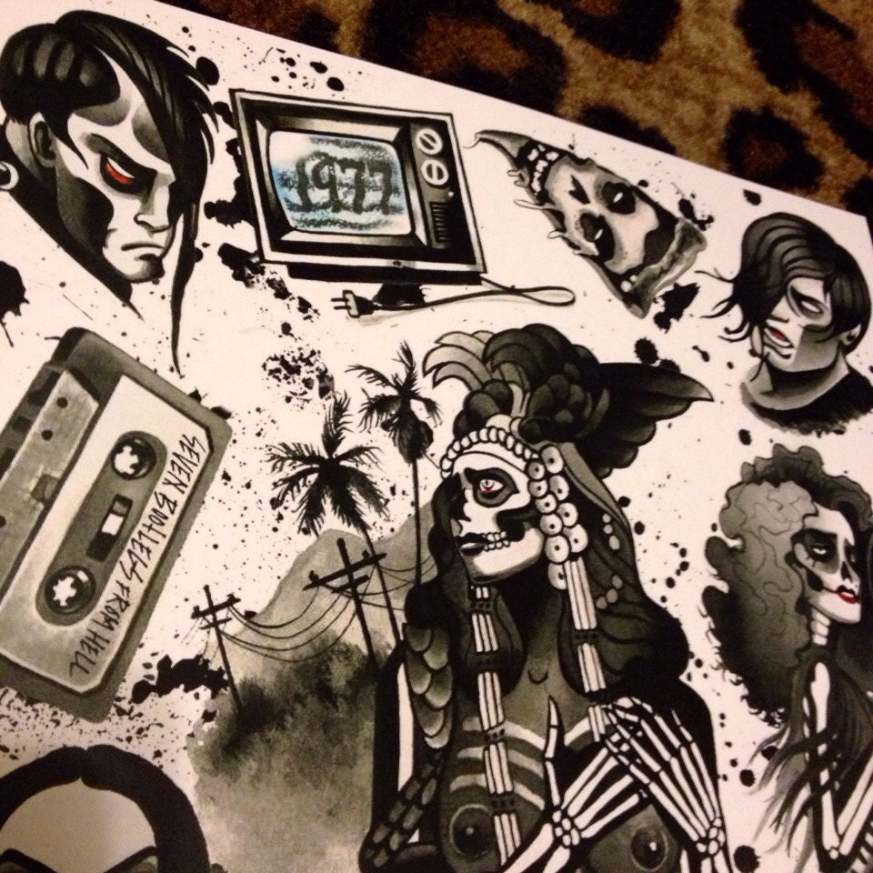 misfits 1977 tattoo flash sheet misfits 1977 tattoo flash sheet