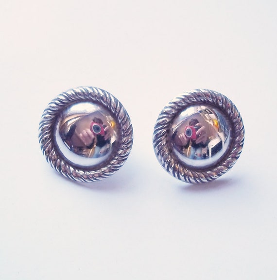 Vintage Sterling Silver Button Earrings Sterling by vintagedazzle
