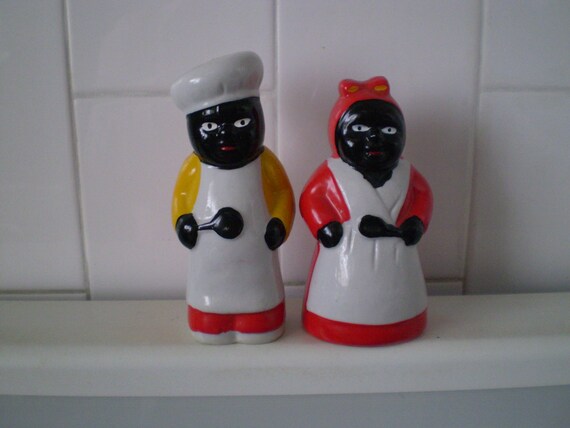 vintage black americana mammy chef salt and pepper shakers vintage black americana mammy chef salt and pepper shakers