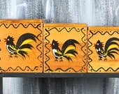 Roosters... vintage wooden nesting box set with lids... kitchen and home decor... t13 L Roosters... vintage wooden nesting box set with lids... kitchen and home decor... t13 L
