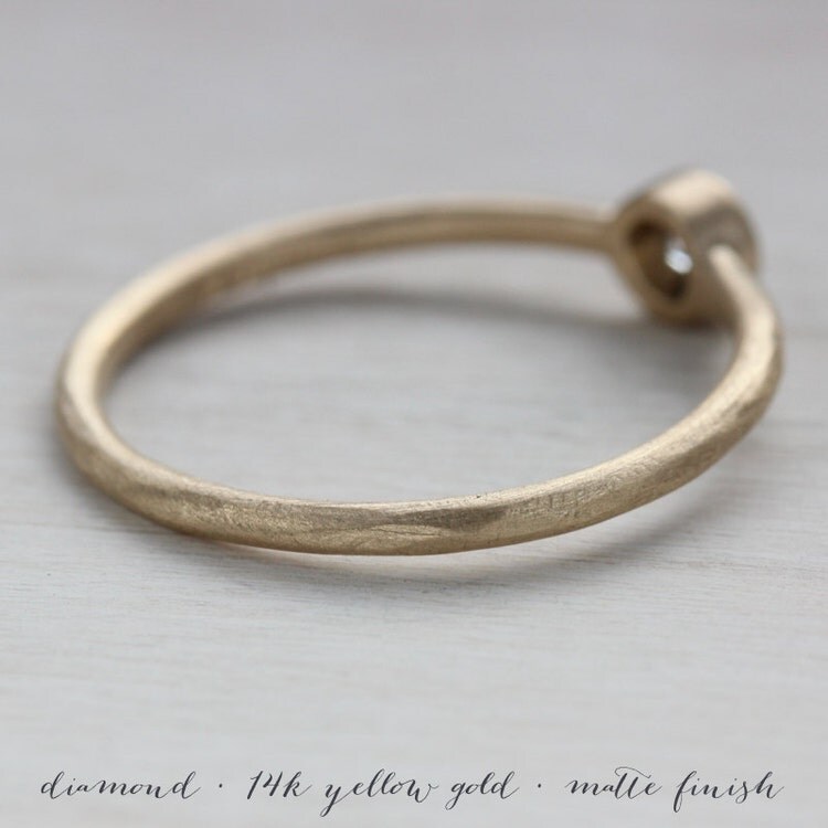 Handmade Rustic Ethical 3mm Diamond Engagement Ring by AideMemoire