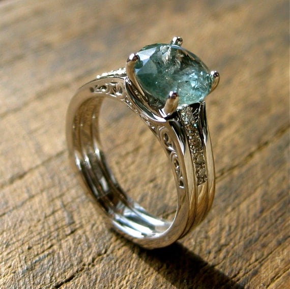 Sky blue diamond engagement rings