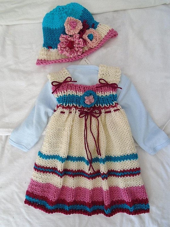 KNITTING PATTERN - DRESS - Girls dress, Baby dress - Beginner knitting - Fant...