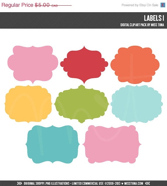 Labels 1 Digital Clipart Clip Art Illustrations by MissTiina