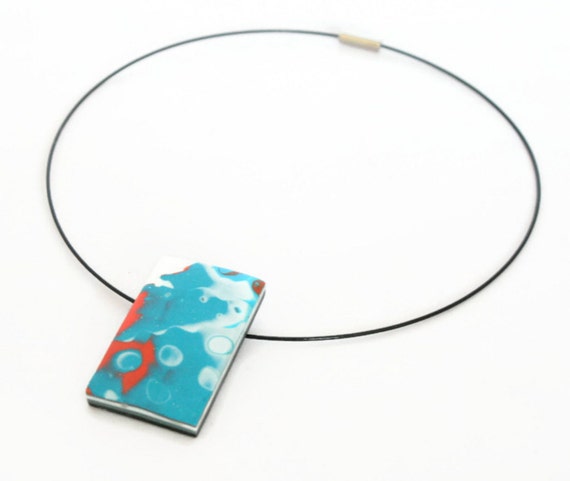 Turquoise Rectangle Pendant handmade jewellery by Lottie Of London