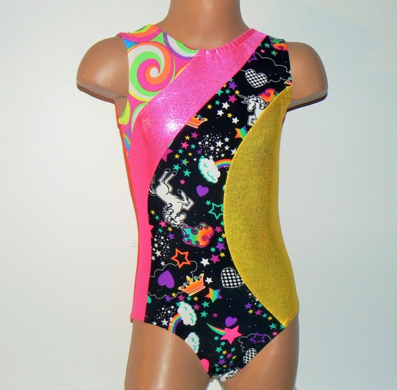 Gymnastics Dance Leotard with Unicorn Print Insert by SENDesigne