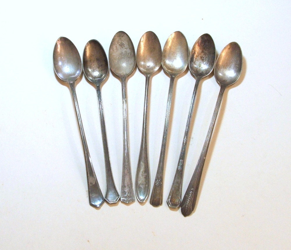 Vintage Silver Plate Iced Tea Spoons Unmatched Set by TagSaleFinds