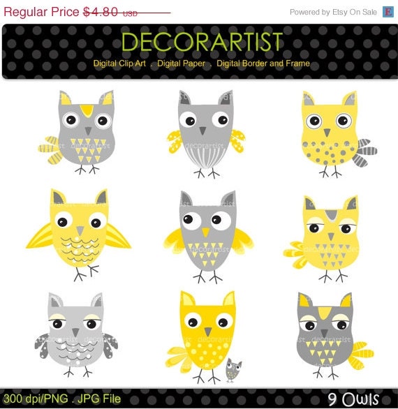 yellow owl clip art - photo #31