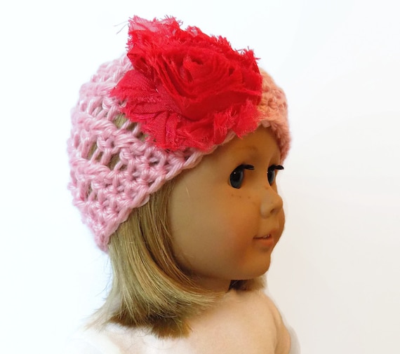 Crochet Hat  for hats beanie Inch Flower 18 Hat Pink Beanie dolls Doll