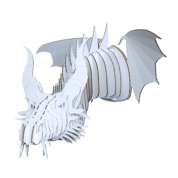 Nikita Large Cardboard Dragon Head White by CardboardSafari