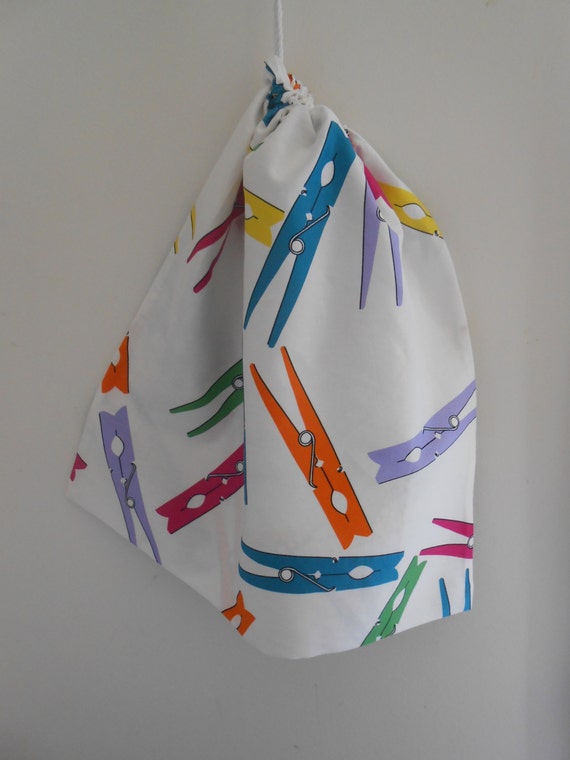 Large Clothes Peg Cotton Drawstring Laundry Bag