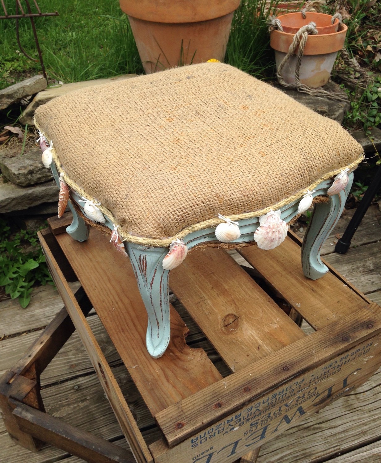 Rustic Beach Cottage Footstool Haute Juice