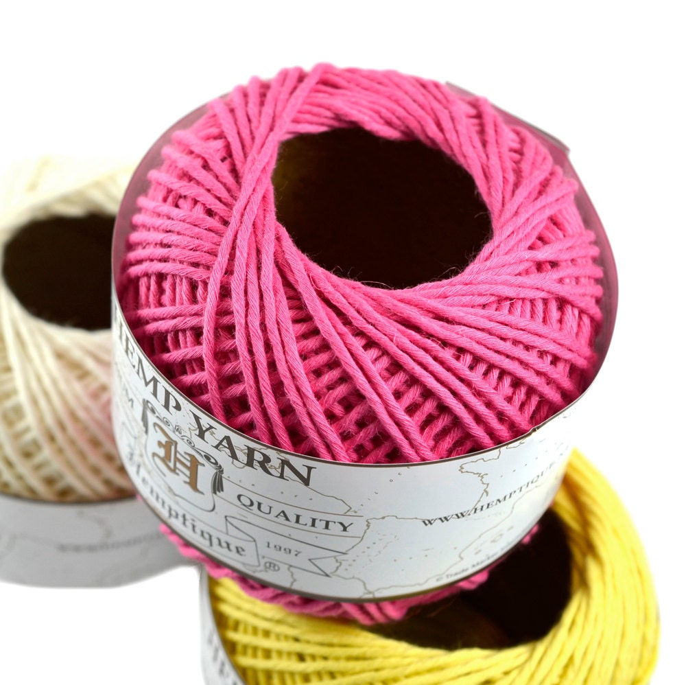 Pink Hemp Yarn Crochet Yarn Hemp Wool Pink Yarn by HempBeadery