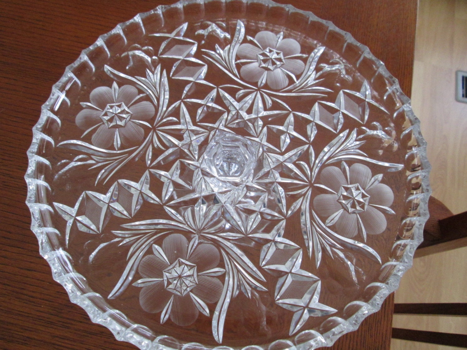 Vintage, Antique, Crystal, Pressed Glass, Cake Plate,Cupcake Holder
