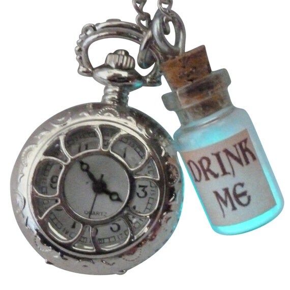 Alice in Wonderland pocket watch necklace Victorian pendant