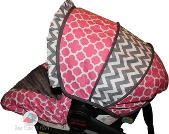 Items similar to Real Tree Pink/Brown Minky Dot Infant Car Seat Cover 5 ...