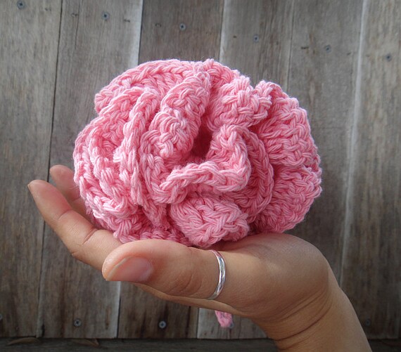 Crochet Loofah 100 Cotton Pink shower puff handmade