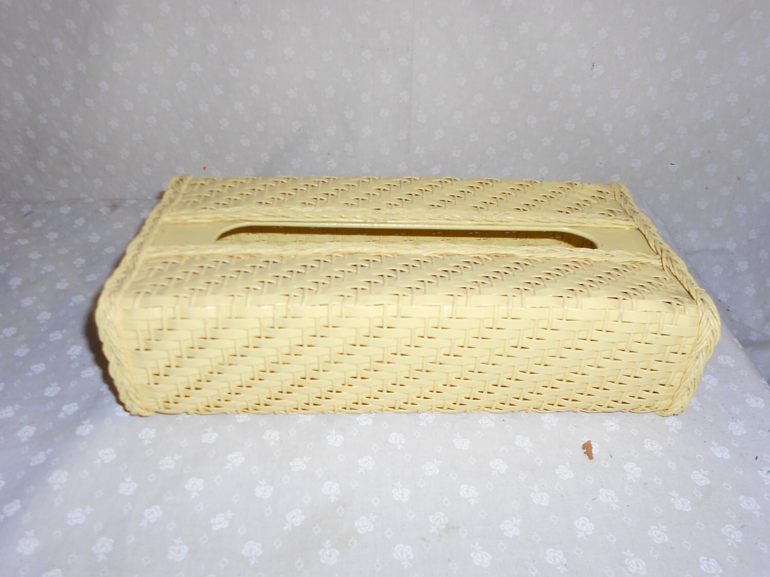 Kleenex Box Tissue Holder yellow Wicker look by pamscrafts7631