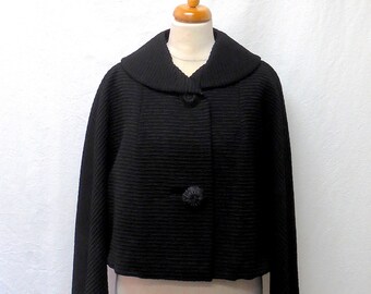 Items similar to 1950s Vintage Wool Jacket / Black Shawl Collar Jacket