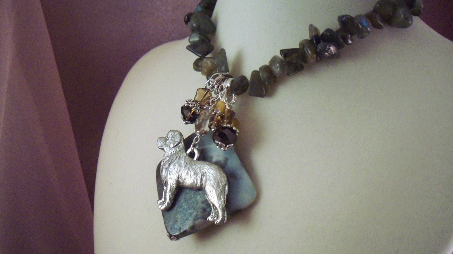 NEWFOUNDLAND my4 Charm Necklace Labradorite by HOBBYHORSELADY