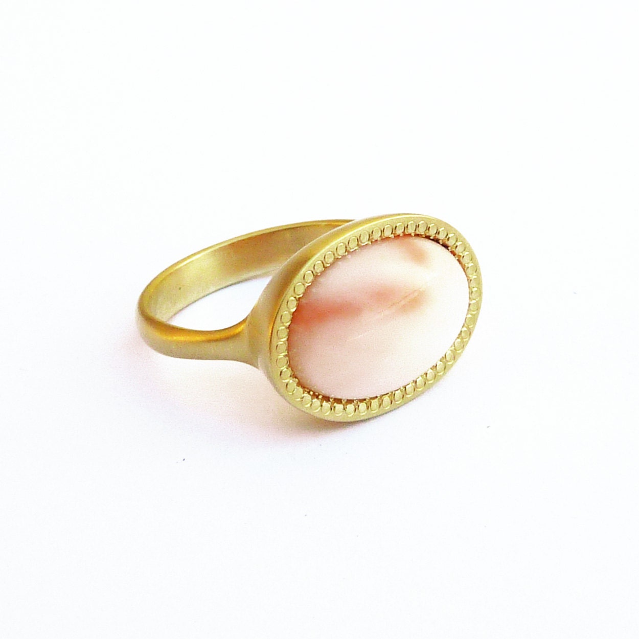 White Coral Ring 18K Gold Ring Signature Ring yellow gold