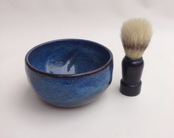 Men's Blue Shaving Bowl- Handmade Pottery-