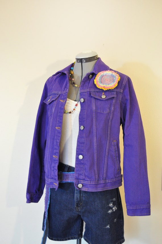Violet Small Denim JACKET Purple Hand Dyed Upcycled Sonoma