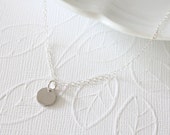 Rhodium Dot Necklace, Simple Necklace, Rhodium Plated Disc, Celebrity Inspired, Dainty Necklace, Everyday Jewelry
