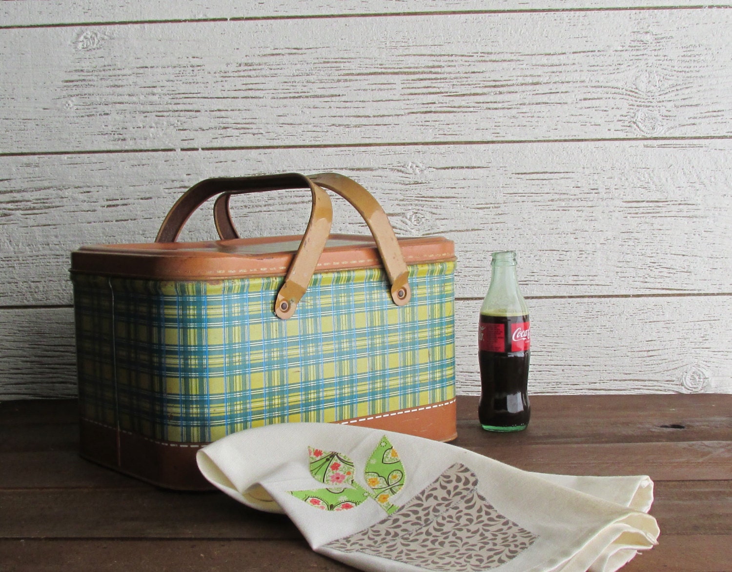 Vintage Picnic Basket tin made in the USA retro Haute Juice