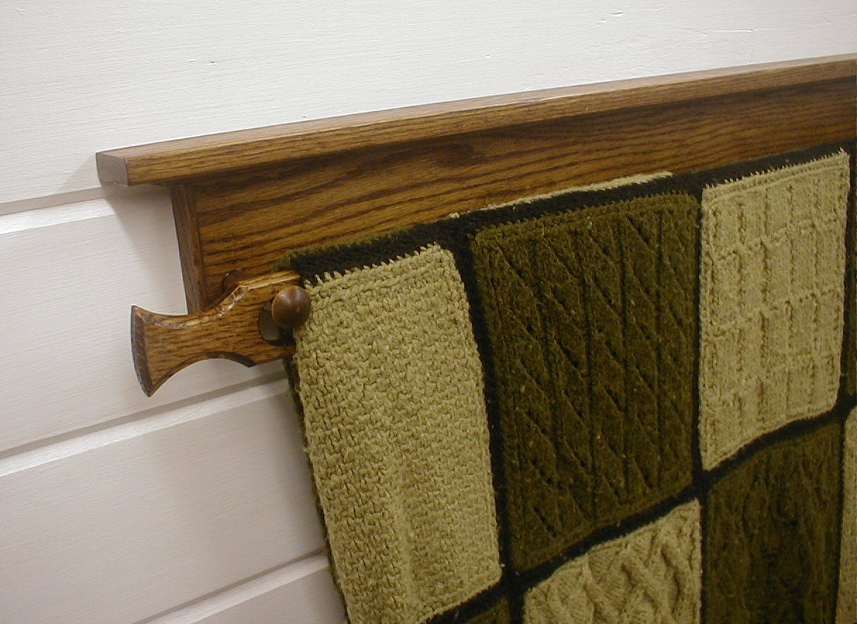 Oak Wall Mounted Quilt Rack Dark Golden Oak by Marswoodworking