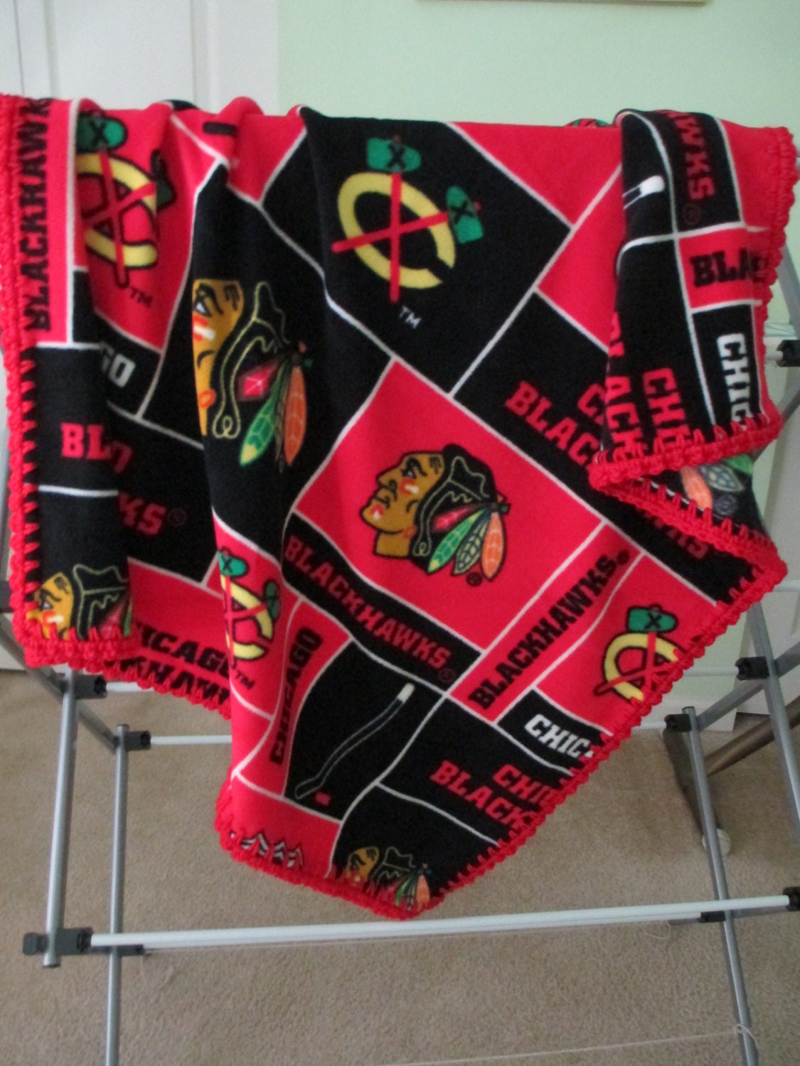 CHICAGO BLACKHAWKS Baby Blanket FLEECE with by ...