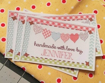 Heart Banner Fabric Quilt Label Set of 10