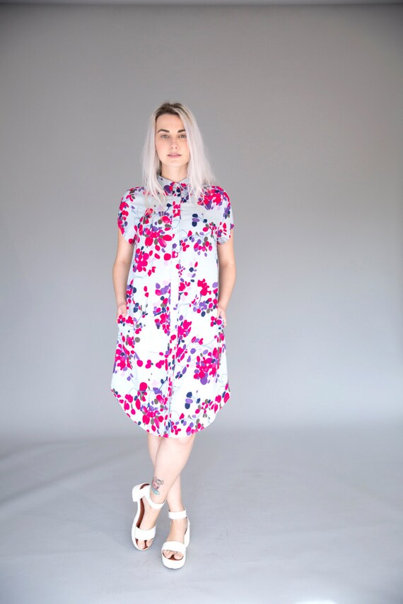 Floral cotton dress , Short sleeve summer dress, Cherry blossom print ...