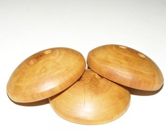 3 Handmade apple wood buttons, accessories (1,57" diameter x 0,47" thick)