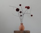 Burgundy Flowers - Holiday Centerpiece - Red/Rust Decor - Weddings - Minimalist Home Decor - Simple Pom Flowers - Wedding Decor - Rustic