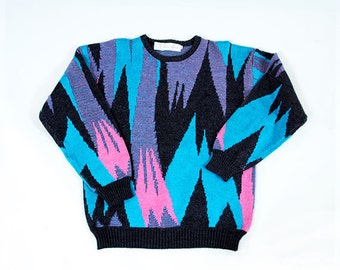 Items similar to 80s neon fairisle sweater / fair isle sweater ...
