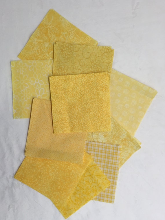 30 5 Inch Yellow Fabric Square Die Cut Fabric by KQCreations