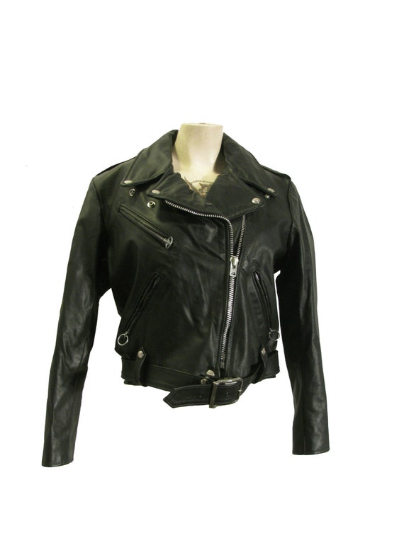 Vintage Brooks Motorcycle Jacket Black Leather by Atomicfireball