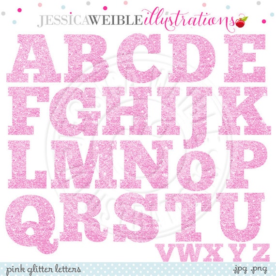 pink glitter alphabet letters digital clipart by jwillustrations