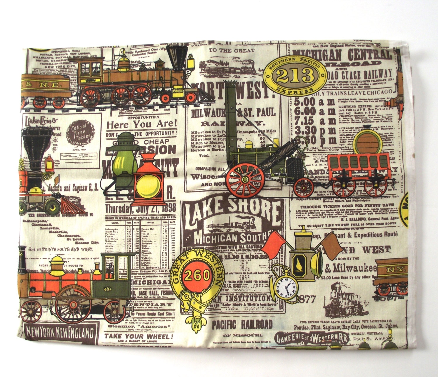 Railroad Train Fabric Just Over 1 Yard of Vintage Fabric