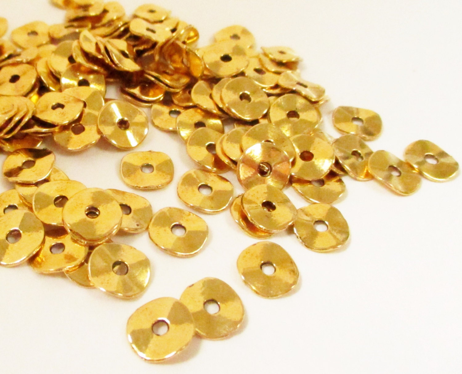 Gold Spacers Gold Wavy Disc Rondelle Plain Spacer by BijiBijoux